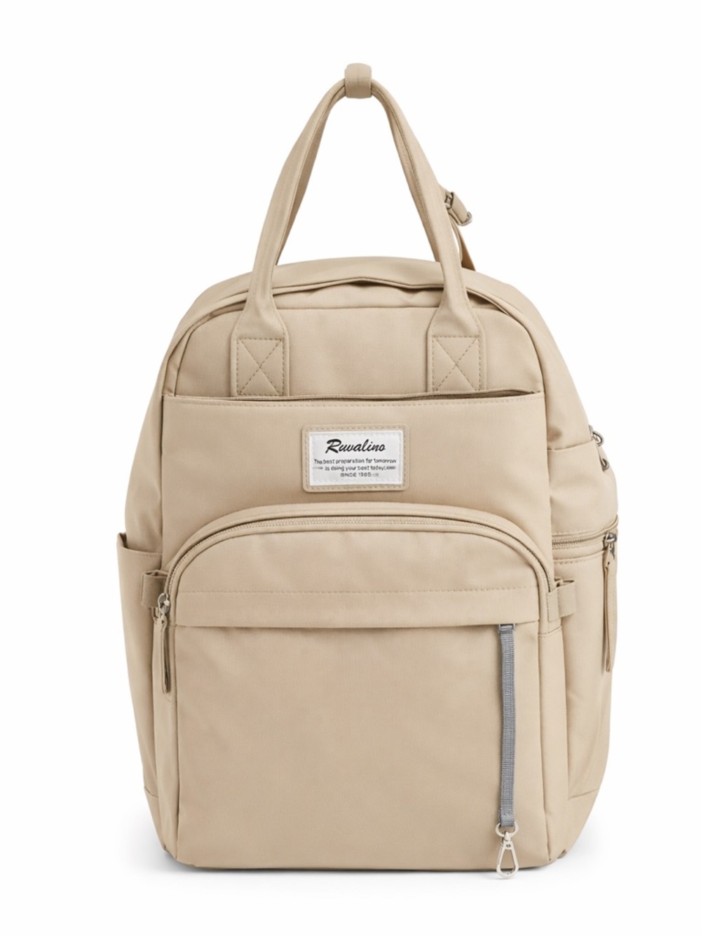 Ruvalino Beige Diaper Bag Backpack Multi Pocket Travel Work School Bag